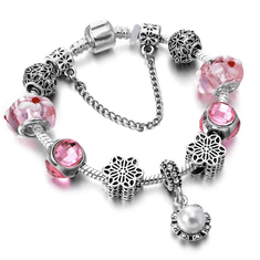 SILVER STAR Rozkošný růžový perlový náramek s elegantním dizajnem - model Pink Perla-1 - 18