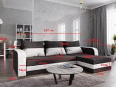 Nejlevnější nábytek Rohová sedačka LEFHET BIS, černá látka/bílá látka