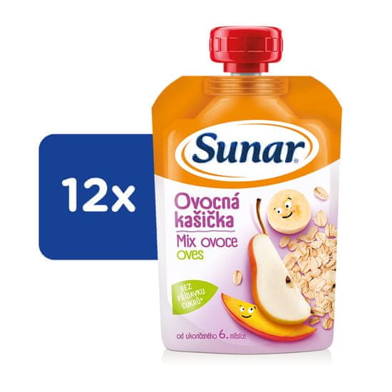 Sunar kašička ovocná kapsička mix ovoce, ovesné vločky 12 x 120 g