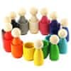 Montessori dřevěná hračka "Peg Dolls in Cups"