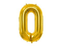 PartyDeco Fóliový balónek Číslo 0 zlatý 86cm