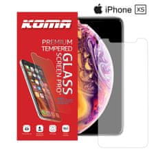 KOMA Ochranné tvrzené sklo pro iPhone XS, zaoblení 2.5 D, tvrdost 9H