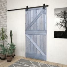 Greatstore Posuvné dveře s kováním 100 x 210 cm masivní borovice šedé