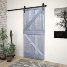 Greatstore Posuvné dveře s kováním 80 x 210 cm masivní borovice šedé