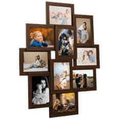 Greatstore Kolážový fotorámeček na 10 obrázků (13 x 18 cm) tmavě hnědý MDF