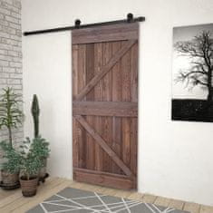 Greatstore Posuvné dveře s kováním 80 x 210 cm borovice tmavě hnědé
