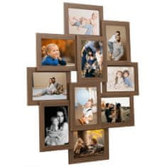 Greatstore Kolážový fotorámeček na 10 obrázků (13x18 cm) světle hnědý MDF