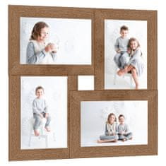 Greatstore Kolážový fotorámeček na 4 obrázky (13 x 18 cm) světle hnědý MDF