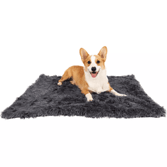 Petproducts Tmavě šedá hebká fluffy deka pro psy 120x95 cm