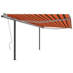 Greatstore Automatická zatahovací markýza se sloupky 4 x 3 m oranžovohnědá