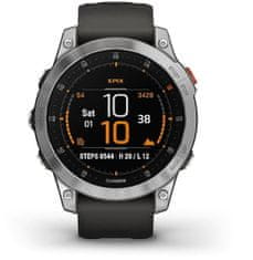 Garmin Epix (Gen 2), Slate Stainless Steal, Silicone Band, Silver/Gray - zánovní