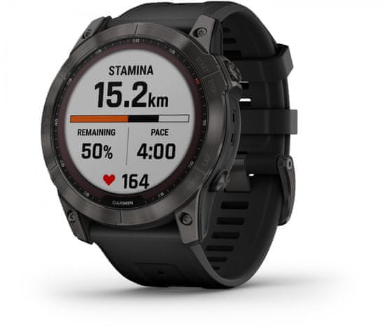 Garmin fenix 7X Sapphire Solar, Carbon Gray DLC Titanium with Black Band 