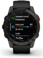 Garmin Epix (Gen 2), Sapphire, Black, Carbone Gray DLC Titanium, Silicone Band, Titan Black/Black - rozbaleno