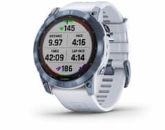 Garmin fenix 7X Sapphire Solar, Mineral Blue DLC Titanium, Whitestone Band