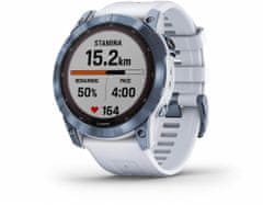 Garmin fenix 7X Sapphire Solar, Mineral Blue DLC Titanium, Whitestone Band