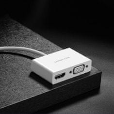 Ugreen MM123 adaptér USB-C - HDMI / VGA, bílý