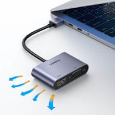 Ugreen CM449 adaptér USB - HDMI 1.3 / VGA 1.2, šedý