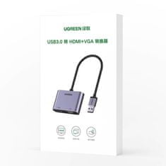 Ugreen CM449 adaptér USB - HDMI 1.3 / VGA 1.2, šedý