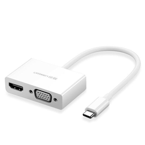 Ugreen MM123 adaptér USB-C - HDMI / VGA, bílý