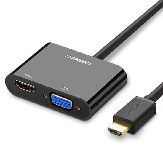 Ugreen CM101 adaptér mini HDMI - VGA / HDMI / 3.5mm jack, černý