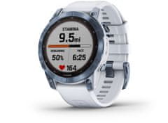 Garmin fénix 7 Sapphire Solar, Mineral Blue Titanium, Whitestone Band