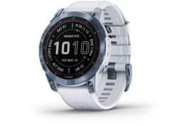 Garmin fénix 7 Sapphire Solar, Mineral Blue Titanium, Whitestone Band