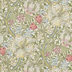 MORRIS & CO. Tapeta GOLDEN LILY 210398, kolekce ARCHIVE WALLPAPERS, green red