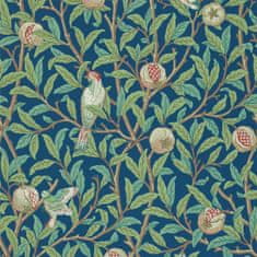 MORRIS & CO. Tapeta BIRD & POMEGRANATE 212540, kolekce ARCHIVE WALLPAPERS, blue sage