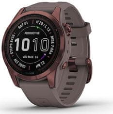 Garmin Fenix 7S Sapphire Solar, Dark Bronze Titanium, Shale Gray Band, Titan Dark Bronze/Gray