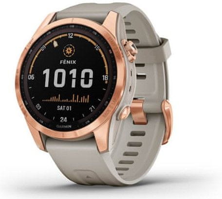 Garmin Fenix 7S Solar, Rose Gold, Light Sand Band, Rose Golg/Sand