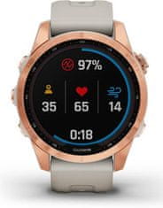 Garmin Fenix 7S Solar, Rose Gold, Light Sand Band, Rose Golg/Sand