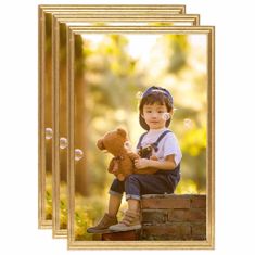 Greatstore Fotorámečky koláž 3 ks na zeď nebo stůl zlaté 50 x 70 cm MDF