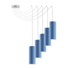 LYSNE.PL Závěsné svítidlo do dětského pokoje VIZELA T5, 5xE27, kartáčovaná ocel rám, modrá