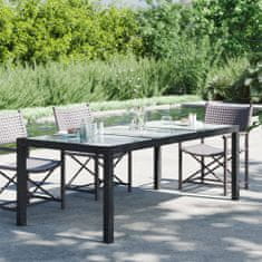 Greatstore Zahradní stůl černý 190 x 90 x 75 cm tvrzené sklo a polyratan