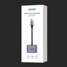 Ugreen CM231 audio adaptér USB-C - USB-C PD QC / 3.5mm jack, šedý