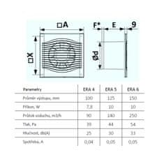 Mikawi Ventilátor SLIM d100 mm se zpětnou klapkou VELMI TICHÝ MIKAWI 59-0384