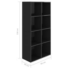 Greatstore Knihovna/příborník černá vysoký lesk 66x30x130 cm dřevotříska