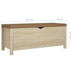 Greatstore Úložný box s poduškou dub sonoma 105 x 40 x 45 cm dřevotříska