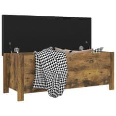 Greatstore Úložný box s poduškou kouřový dub 105 x 40 x 45 cm dřevotříska