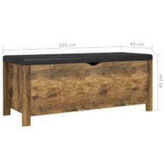 Greatstore Úložný box s poduškou kouřový dub 105 x 40 x 45 cm dřevotříska