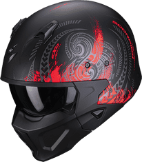 SCORPION Moto přilba COVERT-X TATTOO matná černo/červená XL