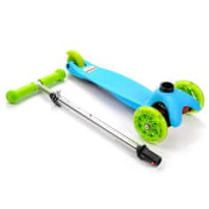 MTR Koloběžka tříkolová MINI SCOOTER se svítícími kolečky, BLUE/GREEN H-059-BG