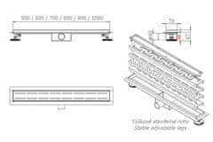 HDL odtokový žlab nerez SLEEK 1200mm