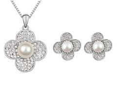 Lovrin souprava šperků květiny s bílými perlami