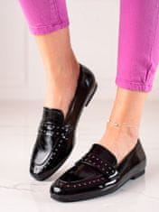 Amiatex Exkluzívní dámské polobotky černé na plochém podpatku + Ponožky Gatta Calzino Strech, černé, 37