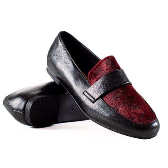 Amiatex Trendy dámské polobotky černé na plochém podpatku + Ponožky Gatta Calzino Strech