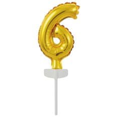 Amscan Fóliový balónek zlatý mini - zápich do dortu číslo 6 