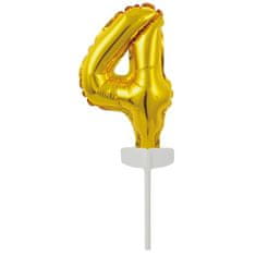 Amscan Fóliový balónek zlatý mini - zápich do dortu číslo 4 