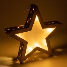 Greatstore Vánoční dřevěná hvězda s 3D efektem, 10 LED