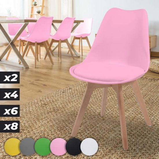 Greatstore MIADOMODO Sada jídelních židlí, růžová, 6 kusů